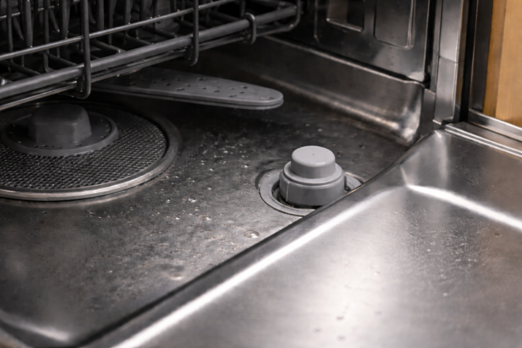 Dishwasher float dome inside the dishwasher tub that rises with the water level to activate the float switch.